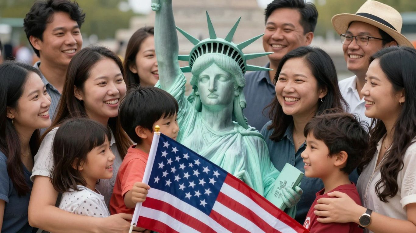 Family reuniting in the United States.