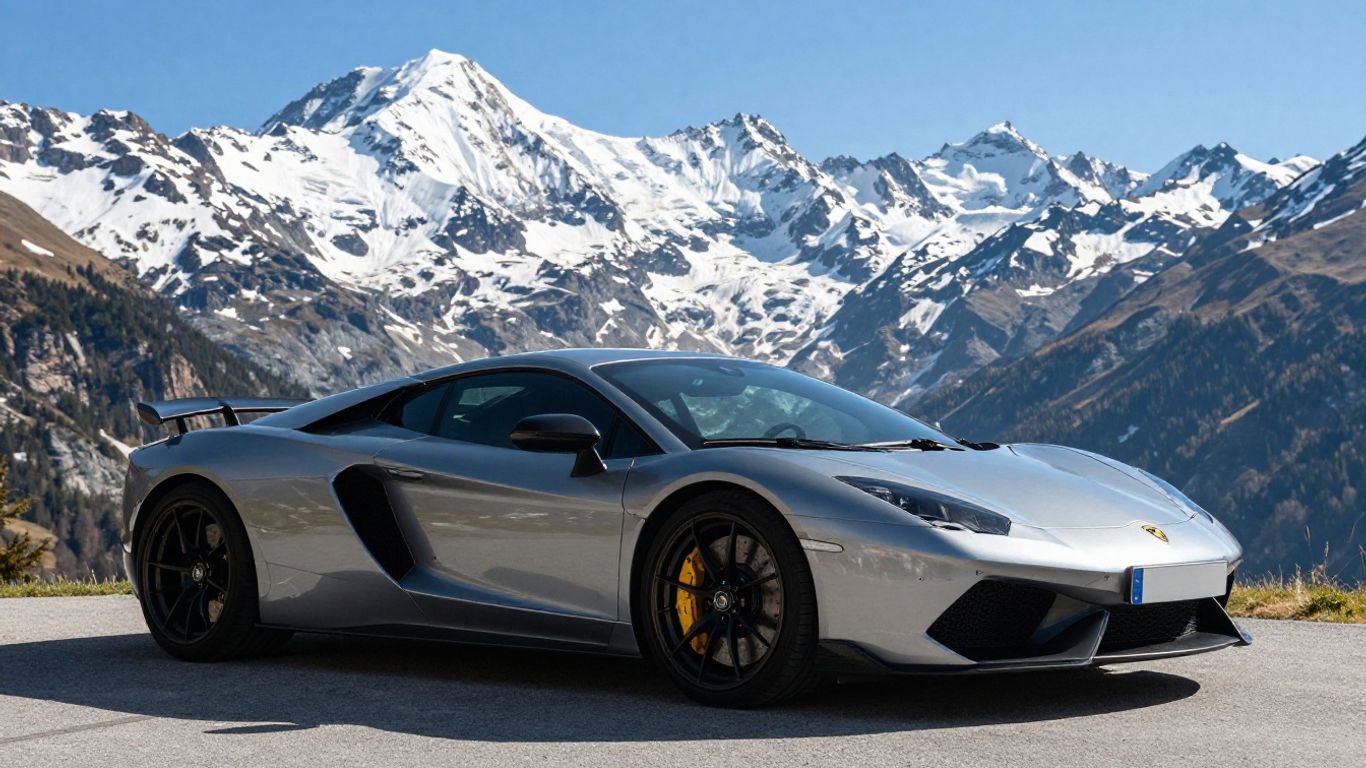 Eleganter Sportwagen in den Alpen