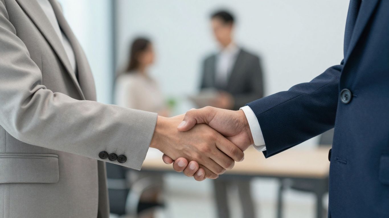 Apertón de manos en un entorno de negocios.