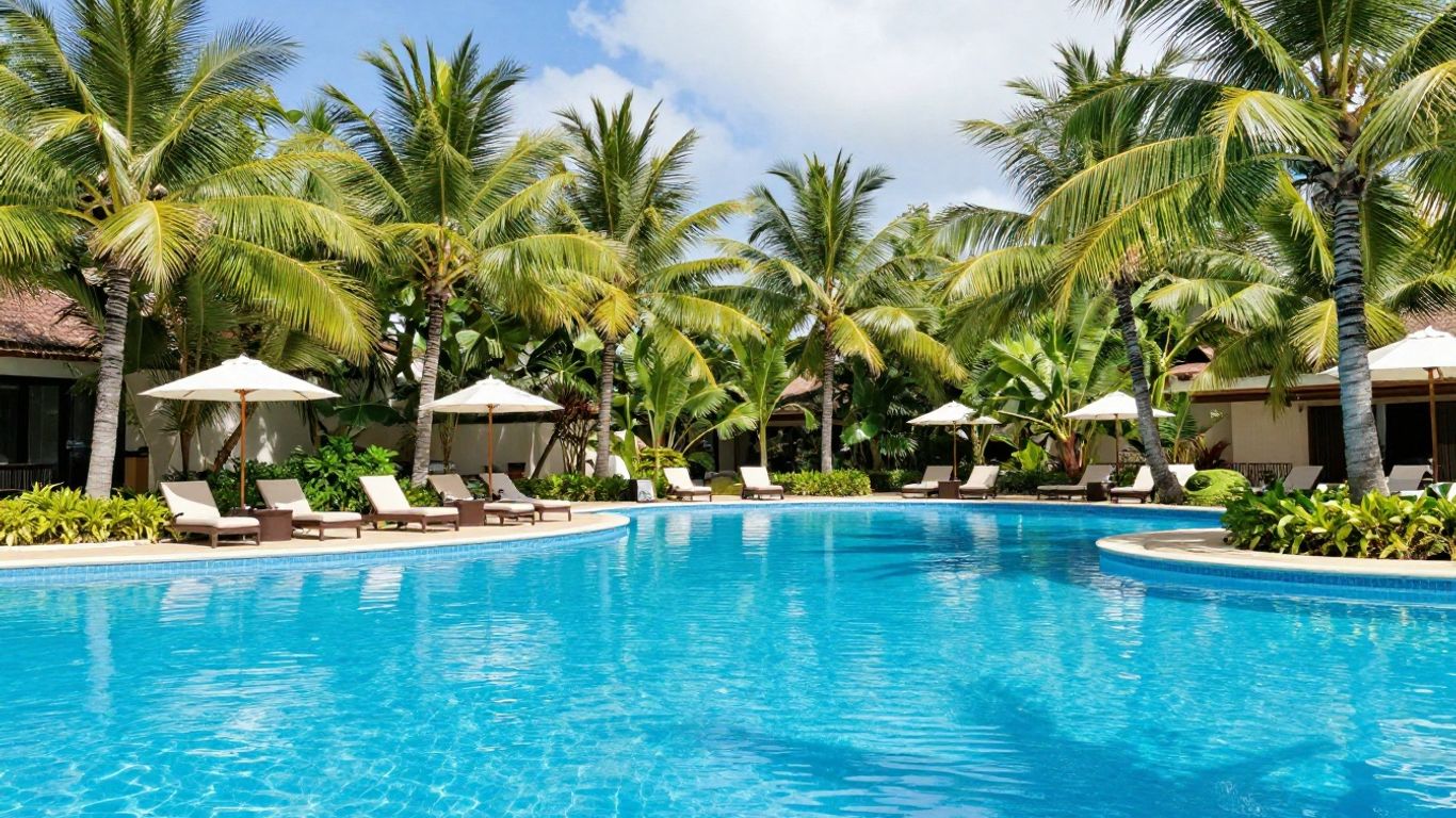 Oaks Port Douglas Resort pool with palm trees