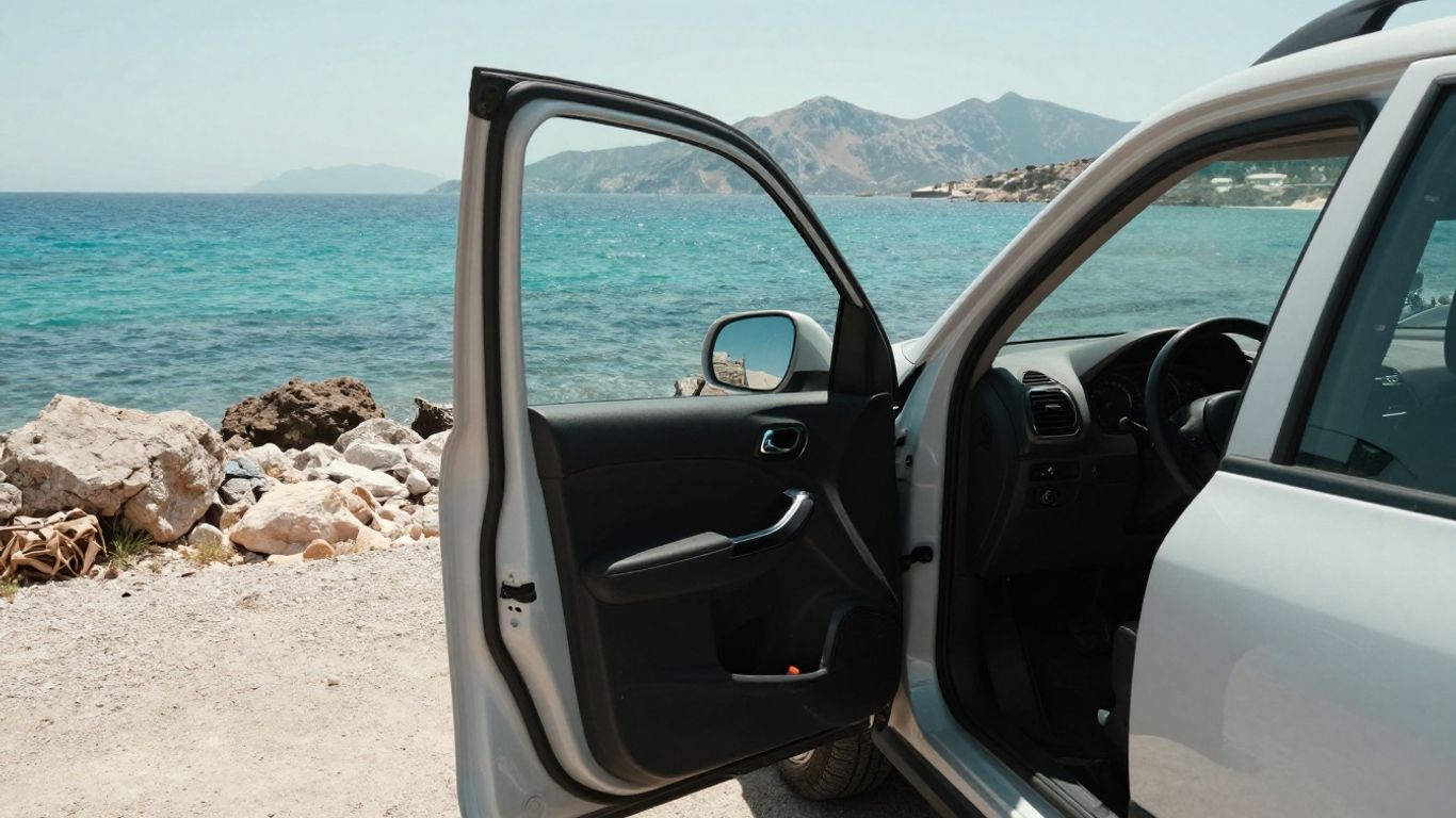 Rental car inspection near Corsican coastline