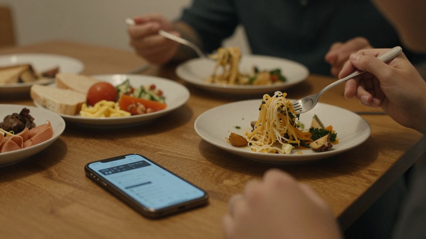 Person enjoying a meal, phone out of sight.
