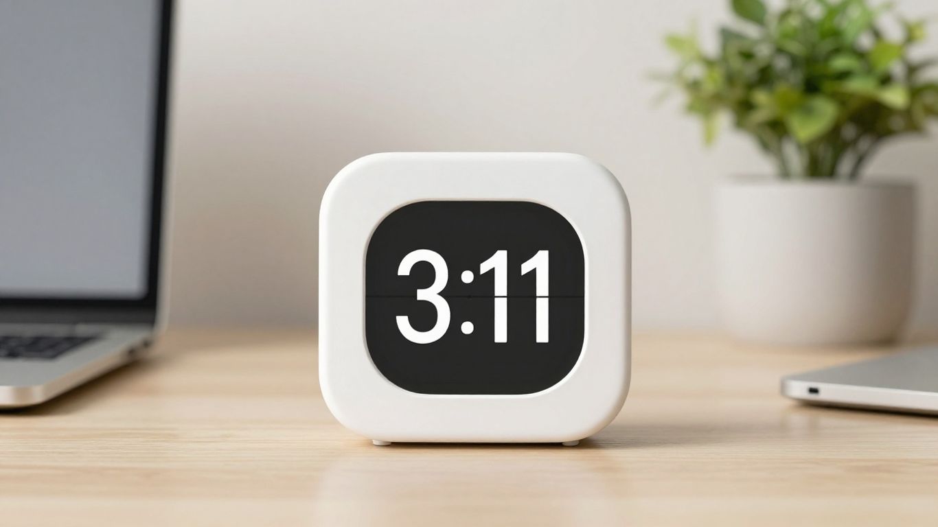 Digital timer counting down on a desk.