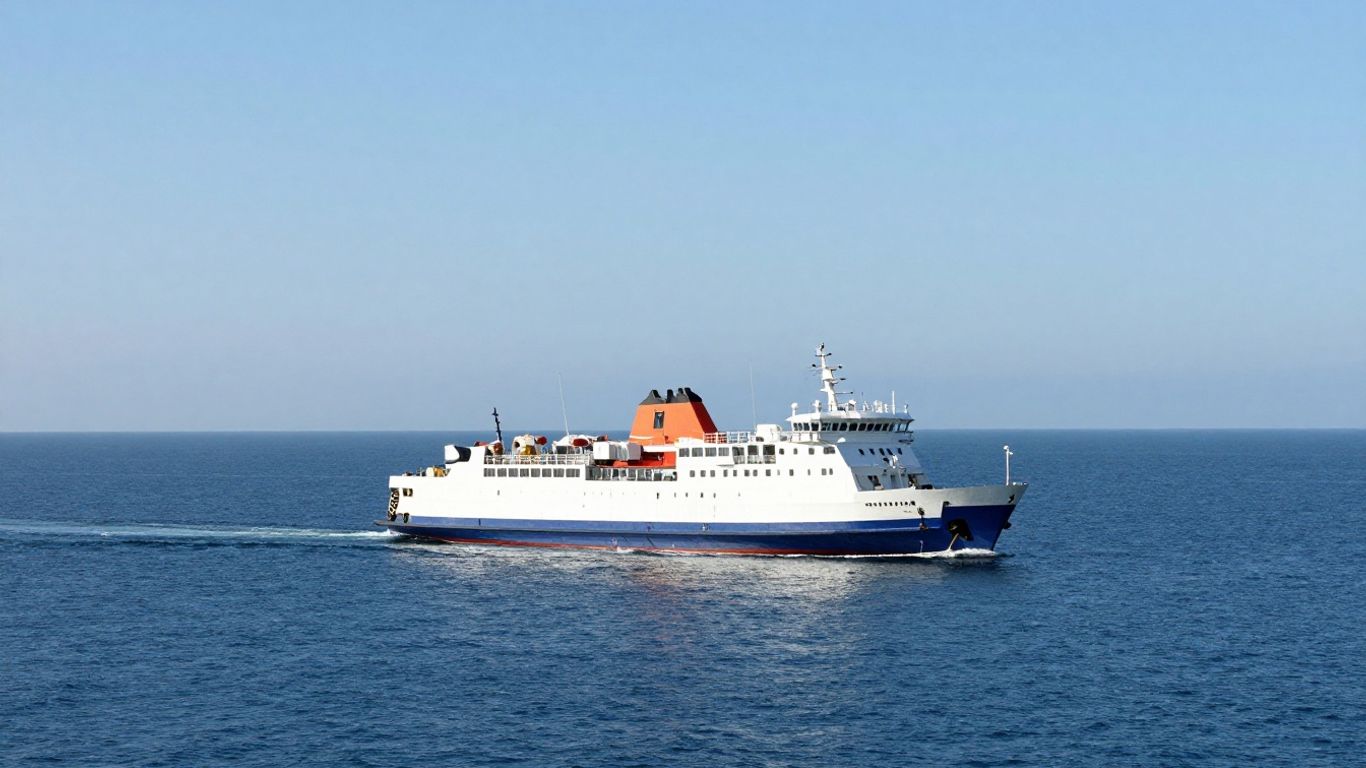 Ferry sailing across the sea to Klaipeda.