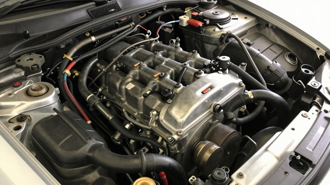 Used car engine ready for inspection