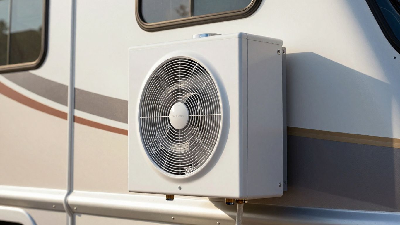 RV tankless water heater exterior installation.