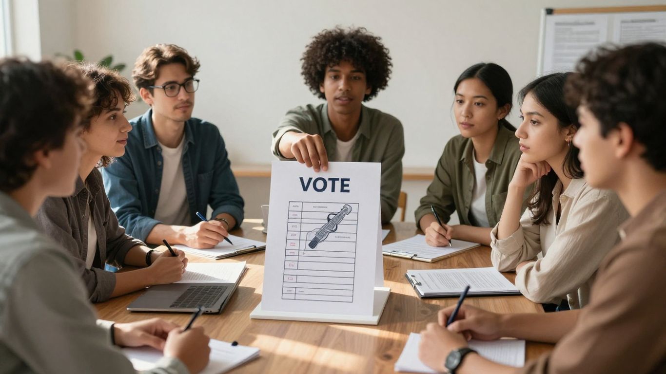 Oameni discutând despre importanța educației civice.