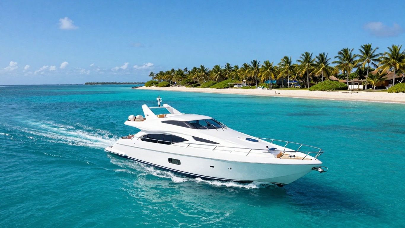 Luxury yacht sailing in the Caribbean Sea.
