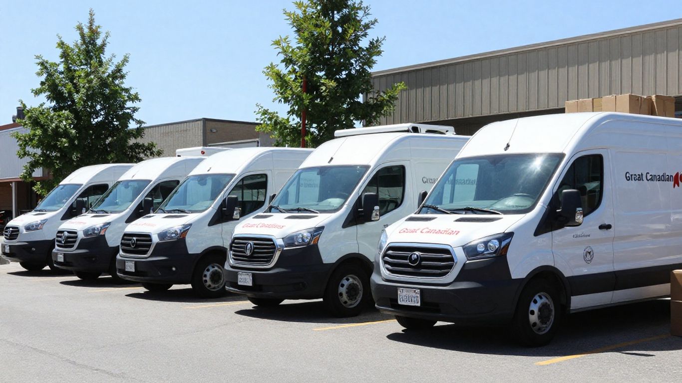 Great Canadian Van Lines trucks ready for international moves.
