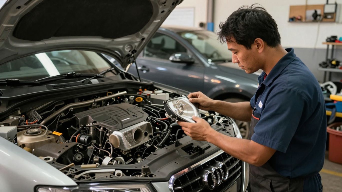 Perth workshop with used Audi components