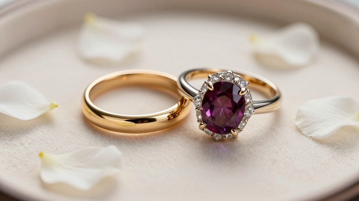 Engagement ring beside colored gemstone jewelry