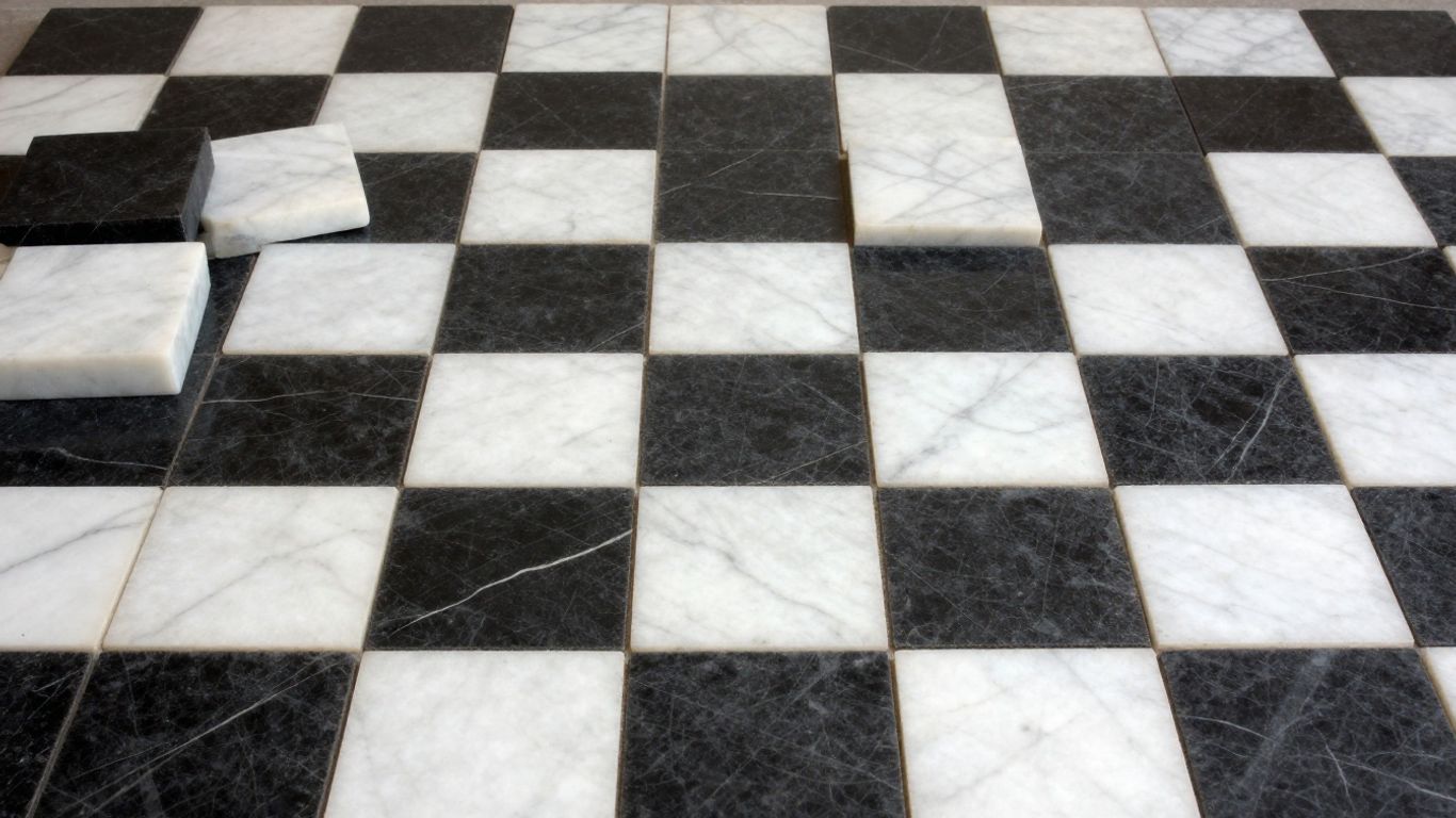 Tumbled checkerboard marble tiles pattern sketch