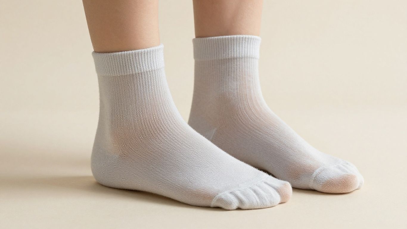 Woman's feet with different work sock fits.