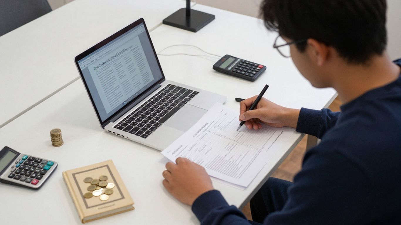 Student planning budget at desk