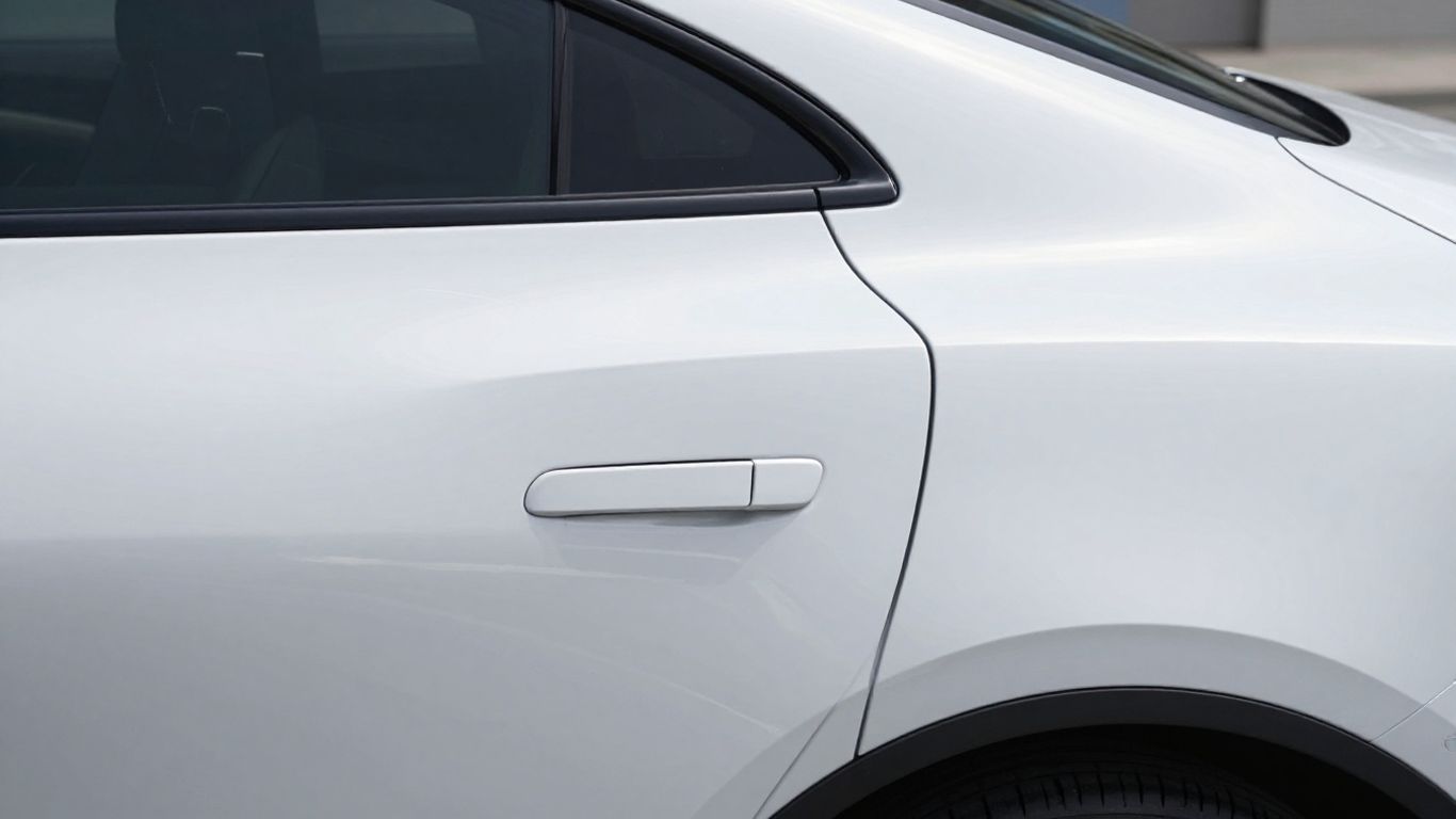 Close view of rear charging port door