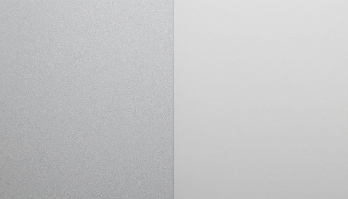 A side-by-side comparison showing the smooth, hydrophobic surface of silicone render next to the slightly rougher, matte finish of monocouche render