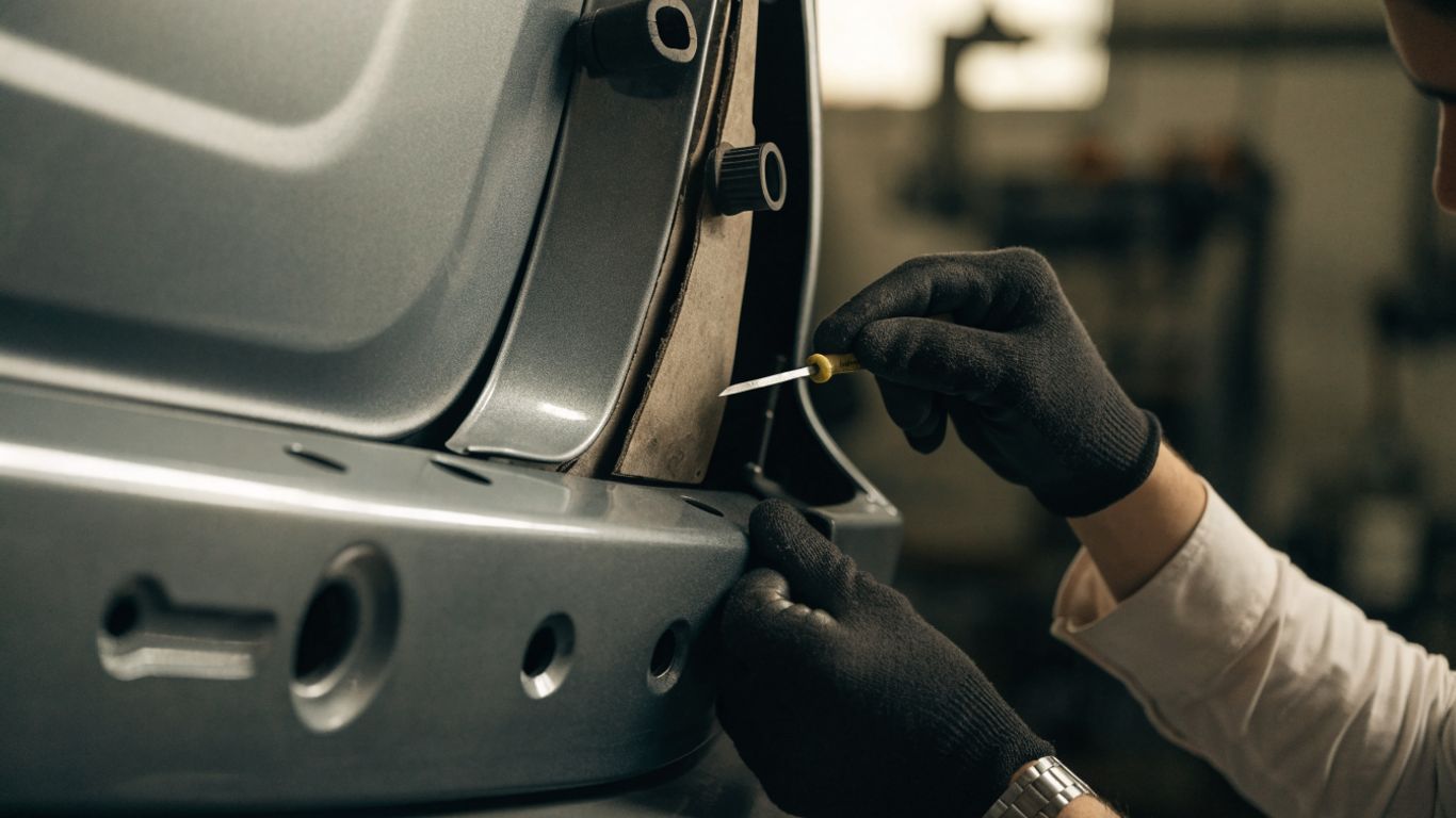 Close inspection of bumper mounts and surrounding panels