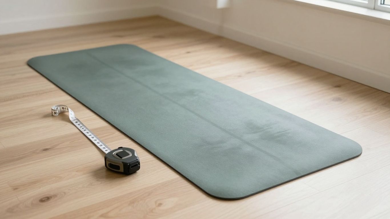 Yoga mat measured beside an open practice space