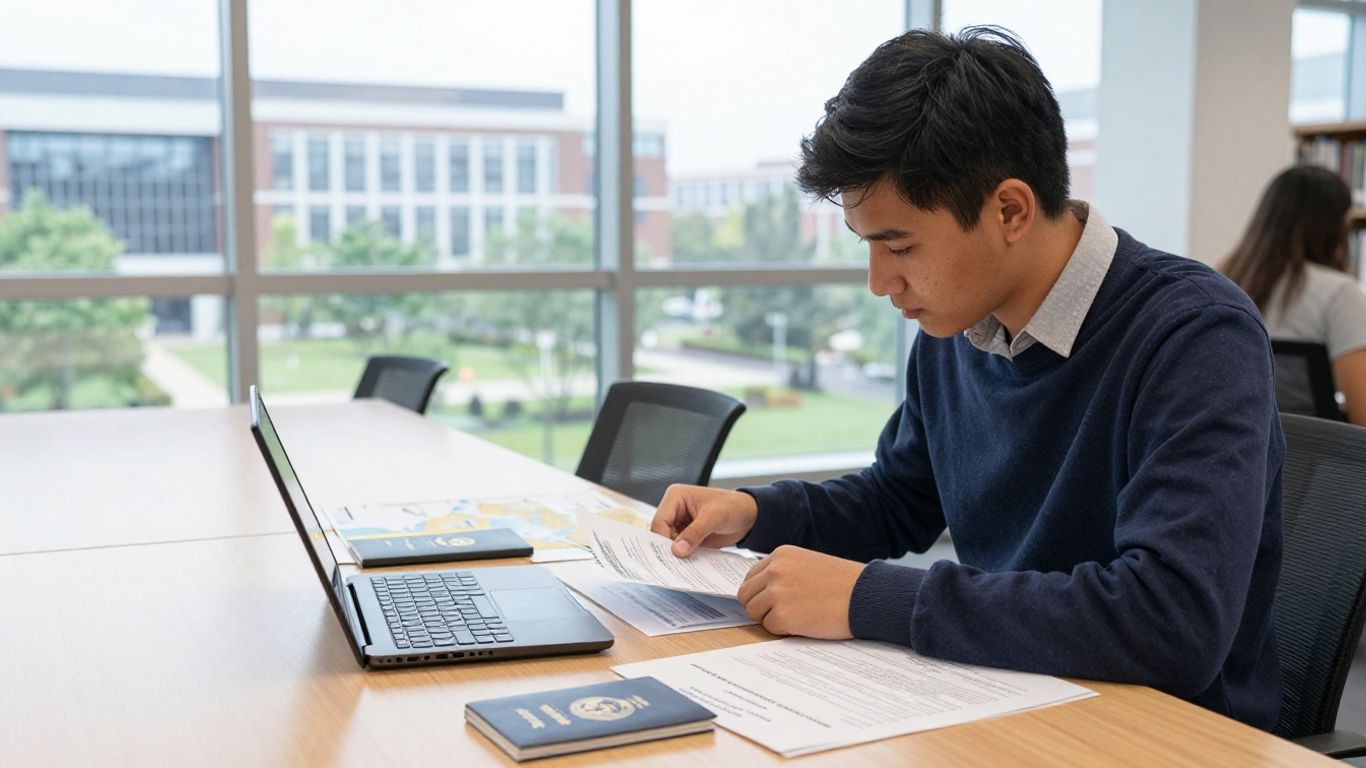 International student reviewing US university applications