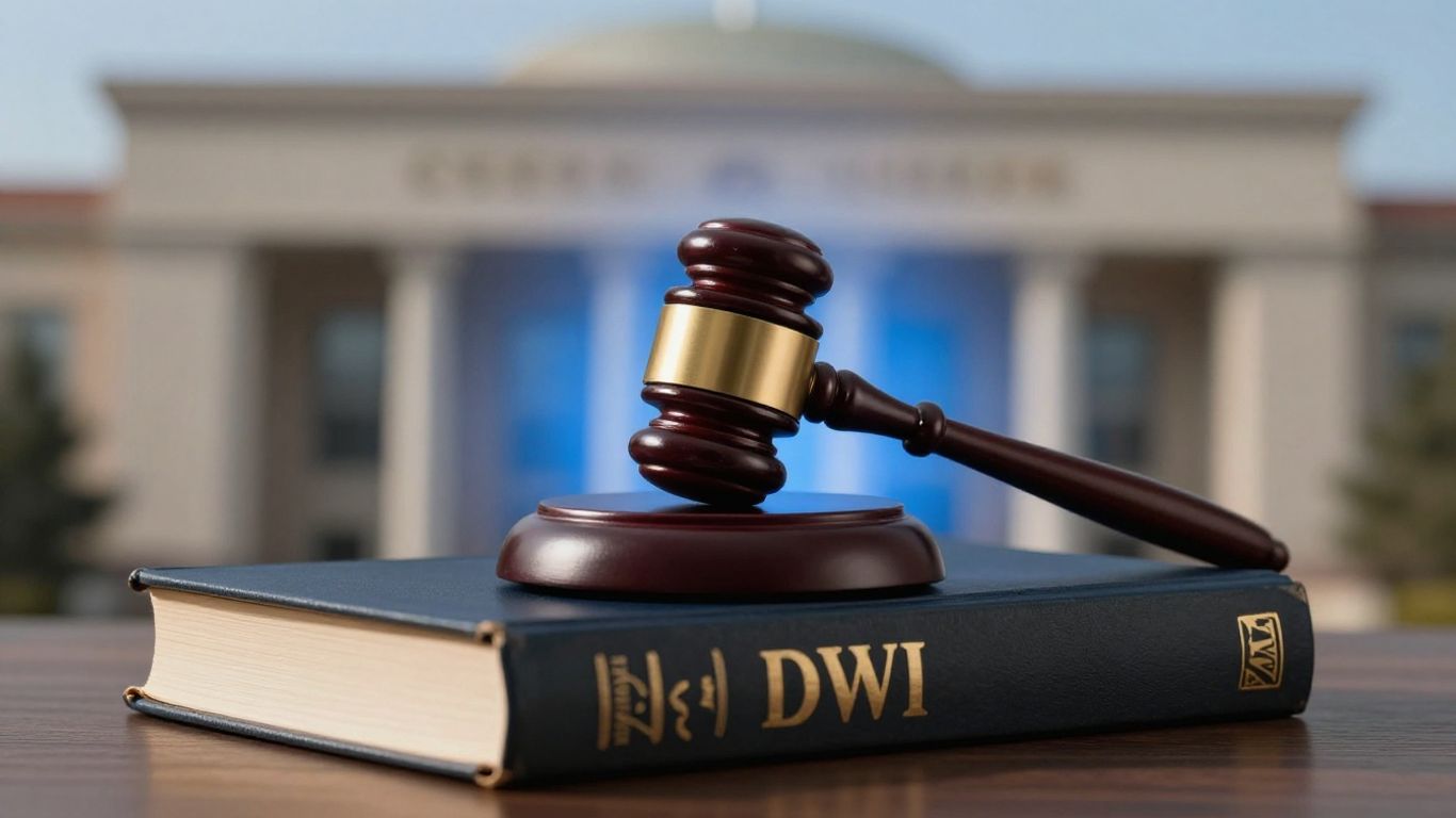 Gavel on legal book with courthouse background