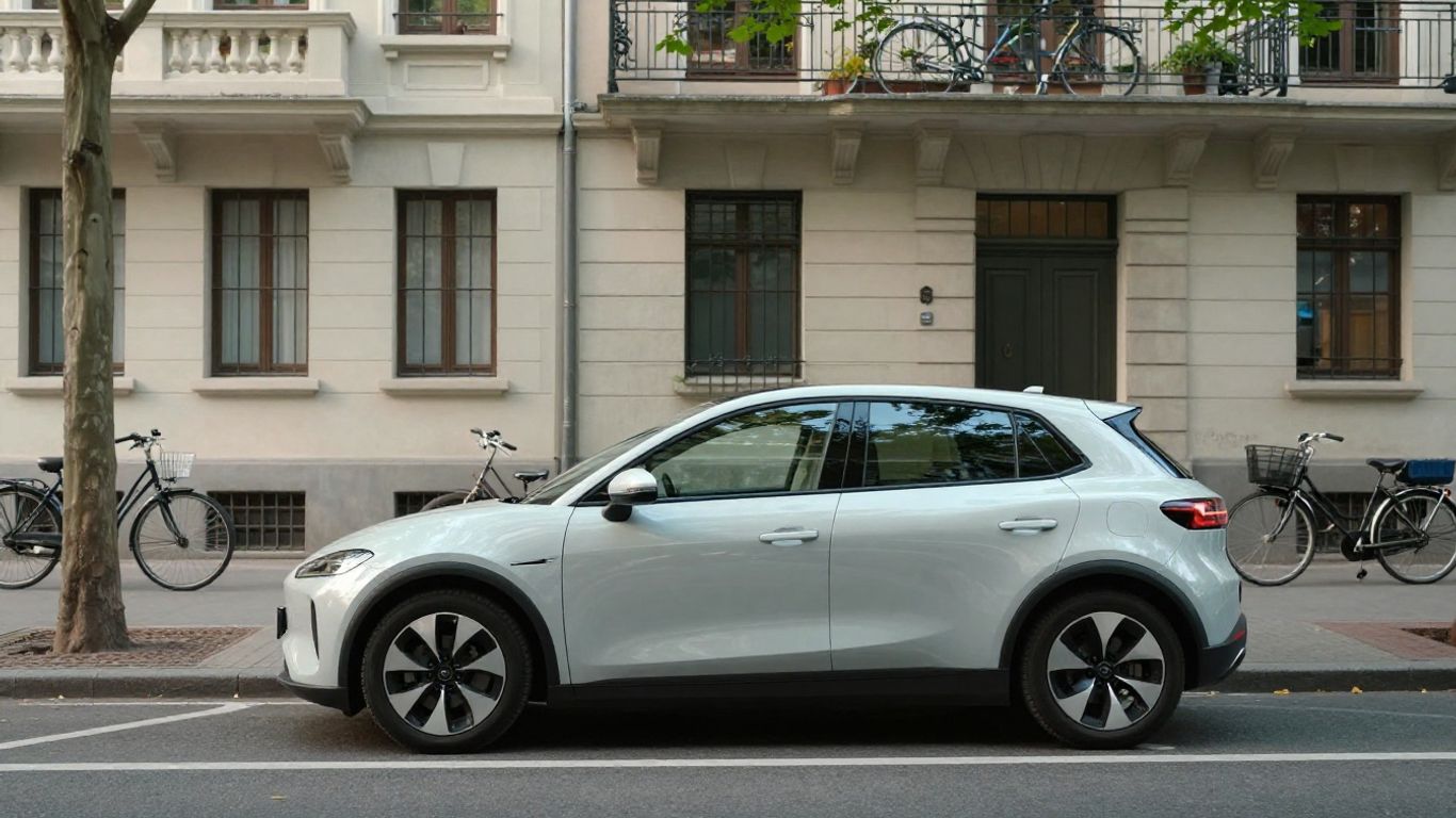 Kompakter Elektro-Kleinwagen auf urbaner Straße