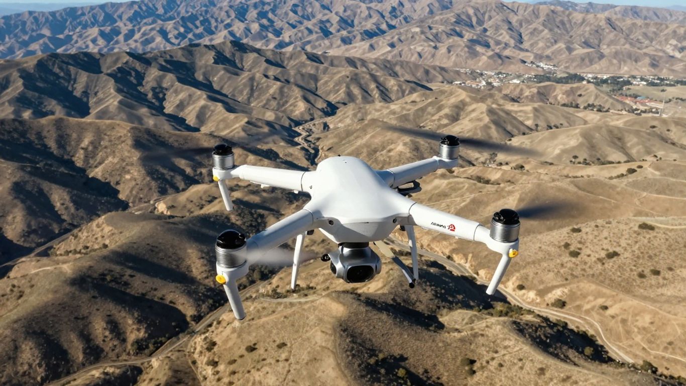 Drone mapping California landscape with sub-centimeter accuracy.