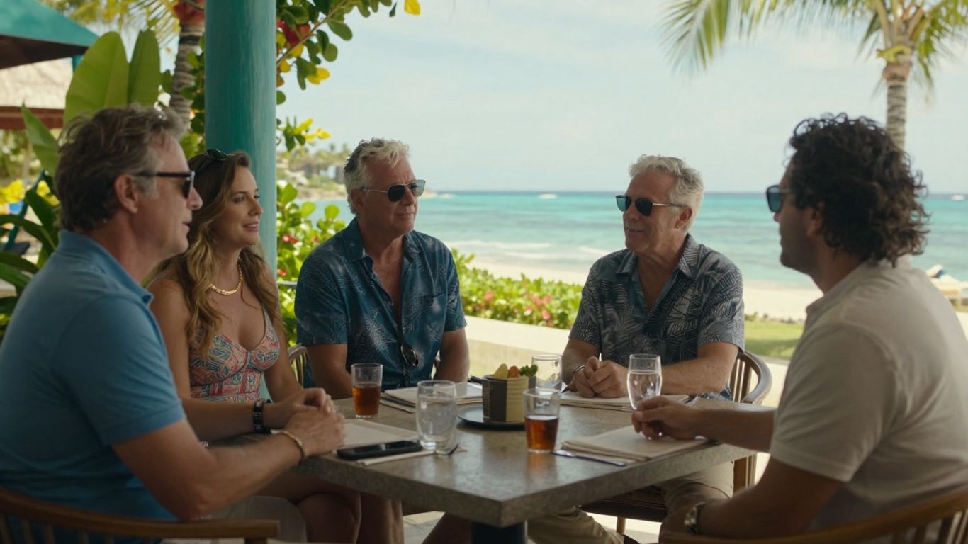 Four friends gather at a sunny Caribbean resort