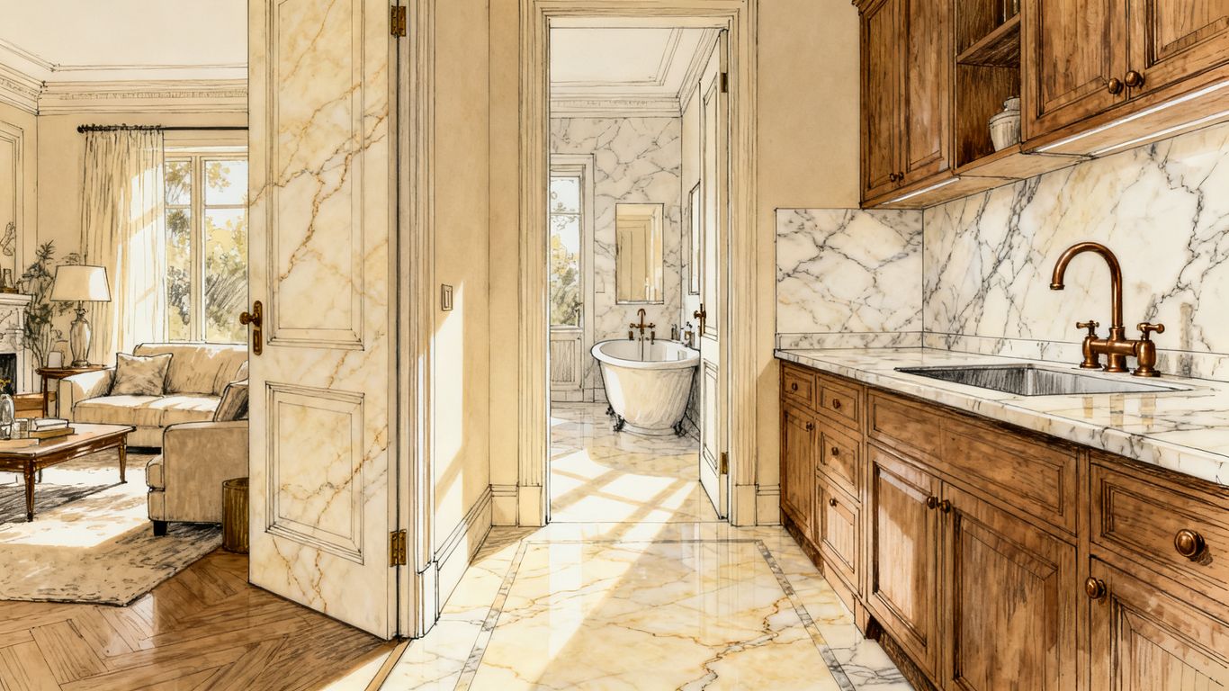 Warm Crema Marfil marble residential interior