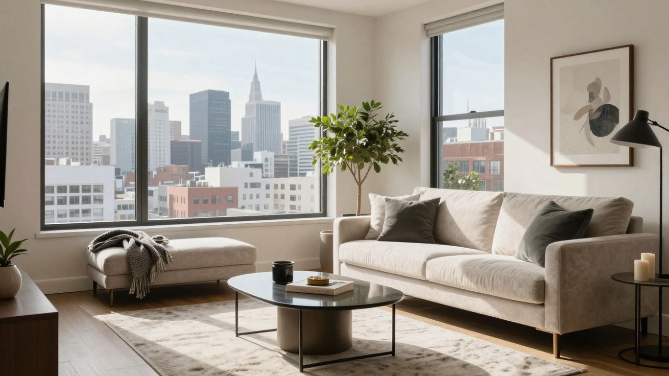 Stylish San Francisco short-term rental living room interior.
