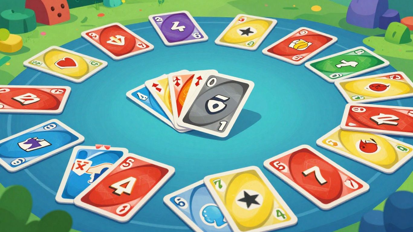 Colorful Uno cards in a digital game interface.