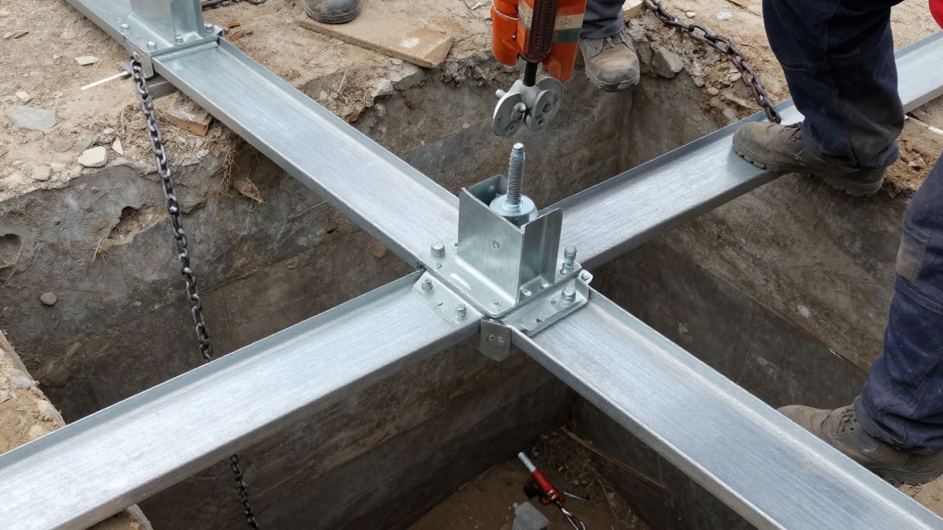 Steel king post and strut connection assembly