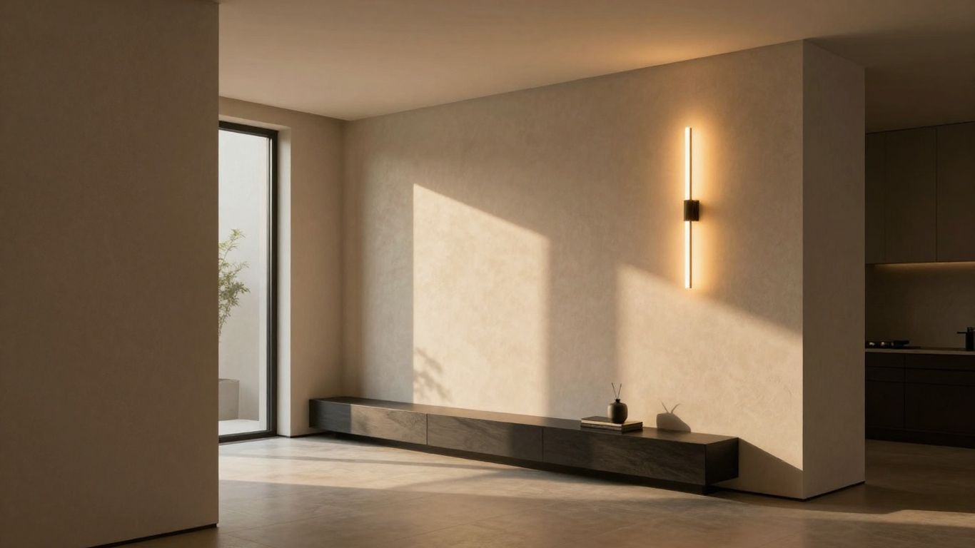Modern wall lights illuminating a stylish indoor space.