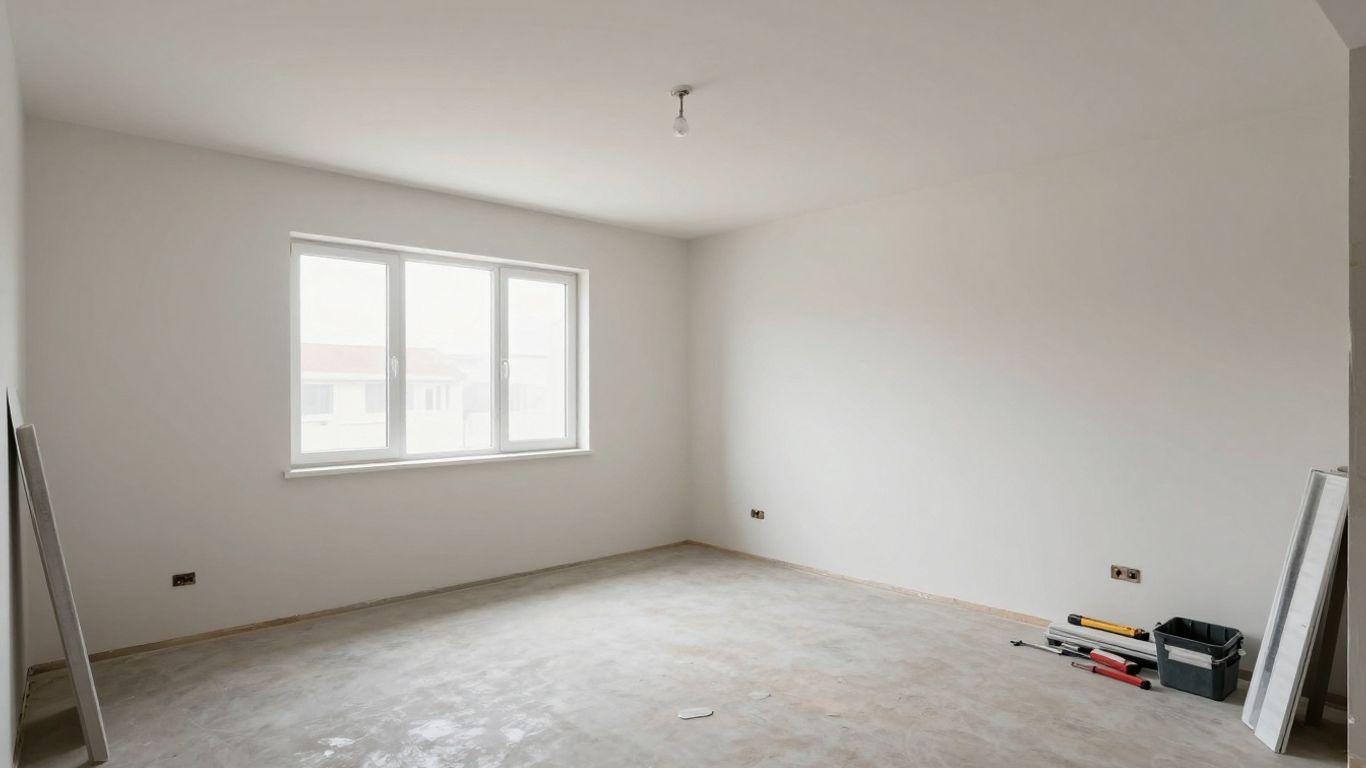 Room prepared for stretch ceiling installation.
