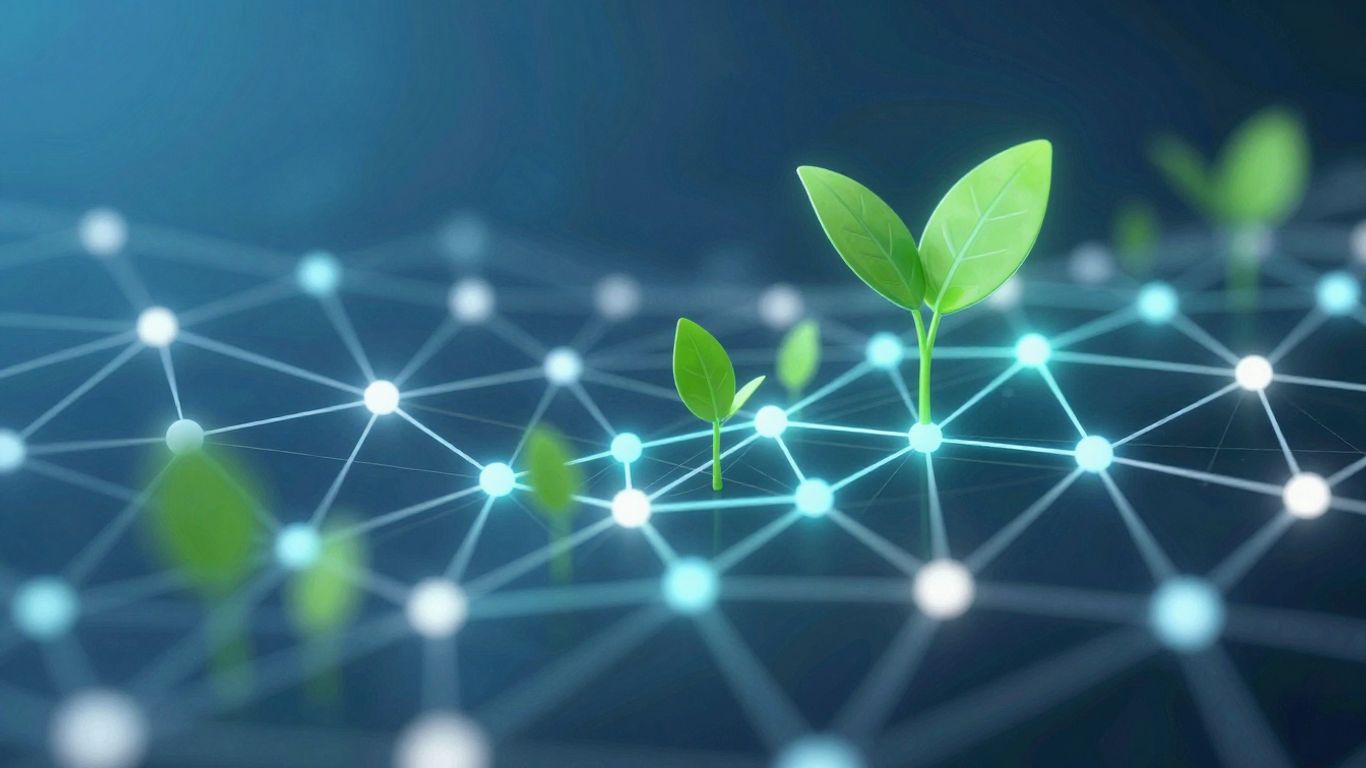 Digital network with organic growth elements.