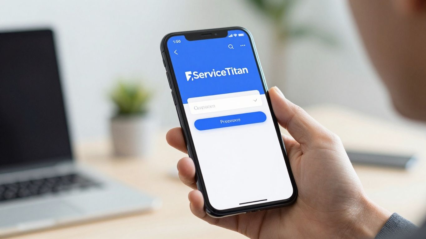 ServiceTitan login screen on a smartphone.