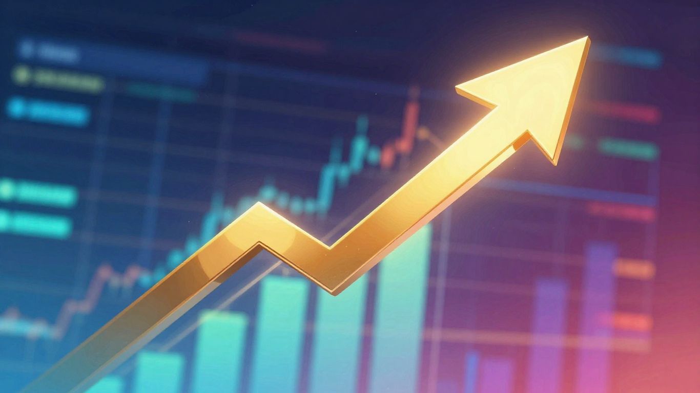 Upward trending arrow symbolizing profitable ad growth.