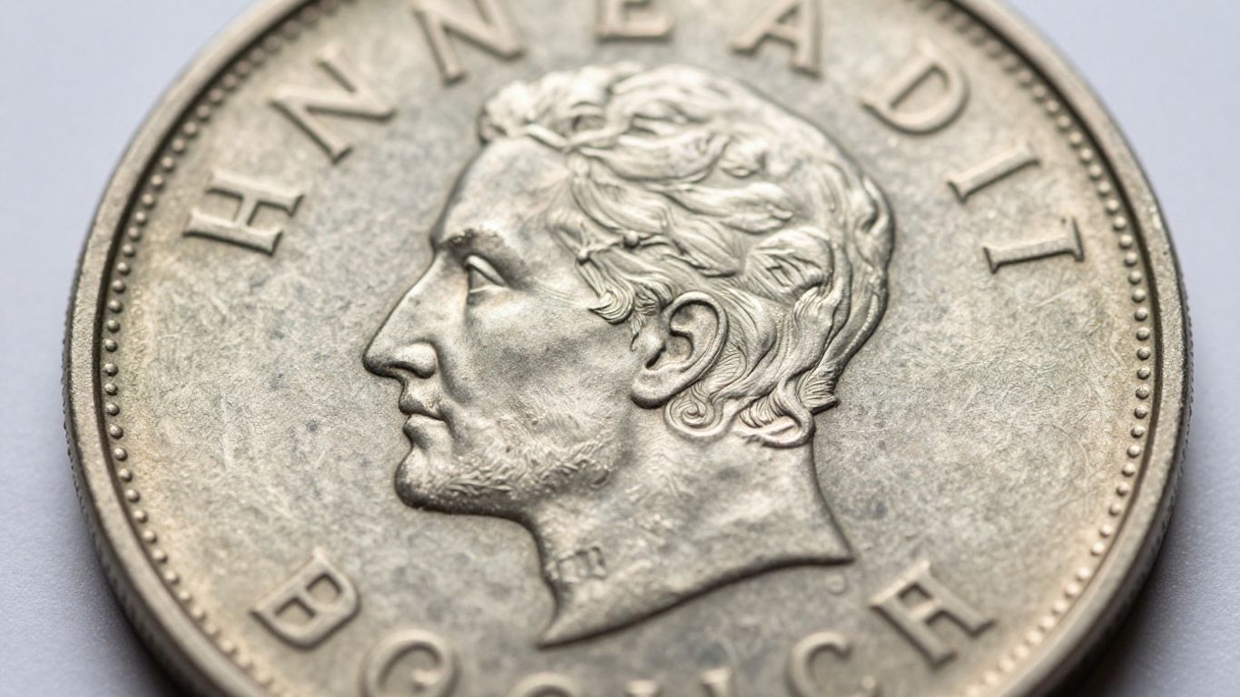 A close-up view of a high-security coin edge