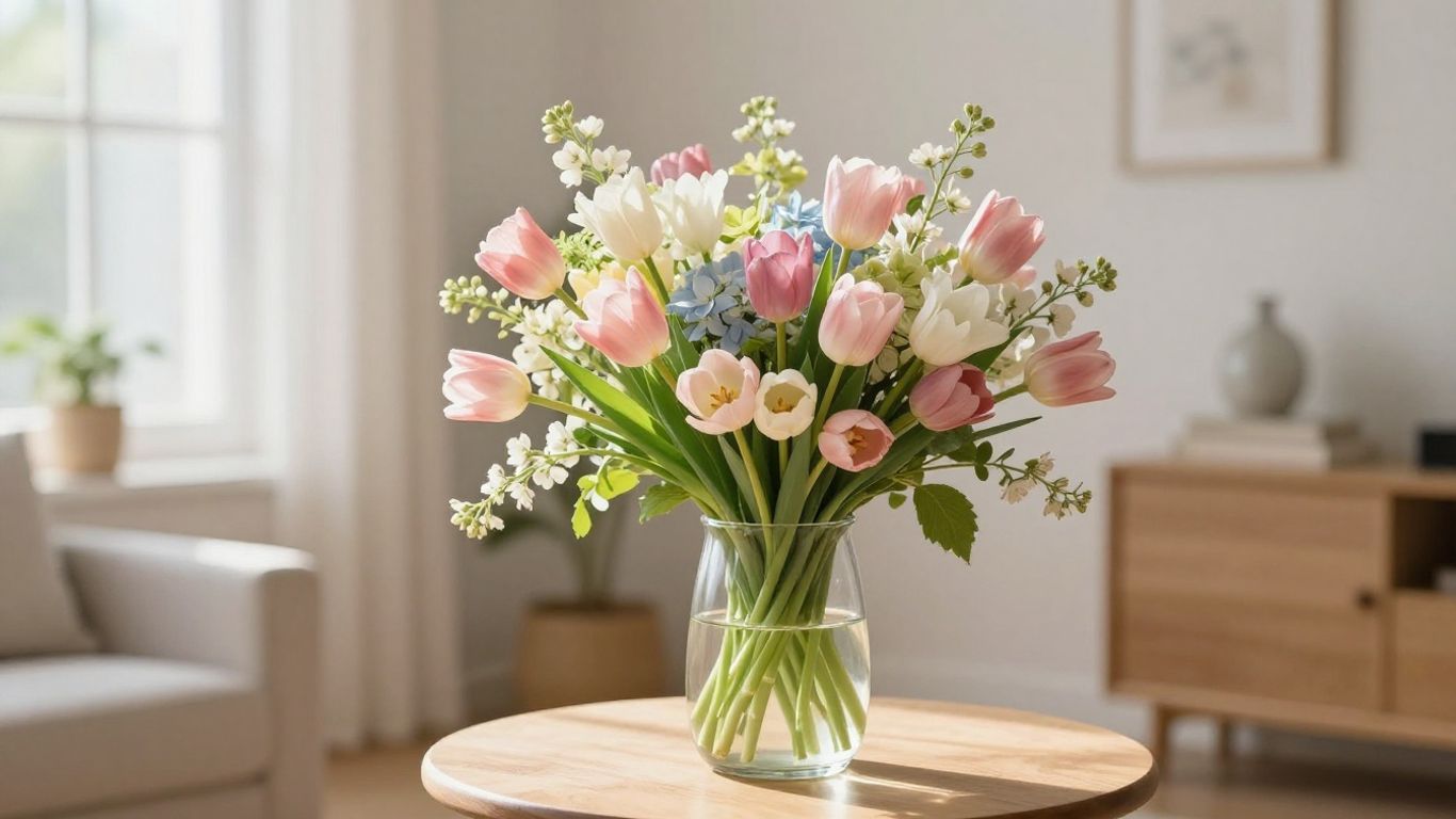 Sunlit arrangement in a cozy living room