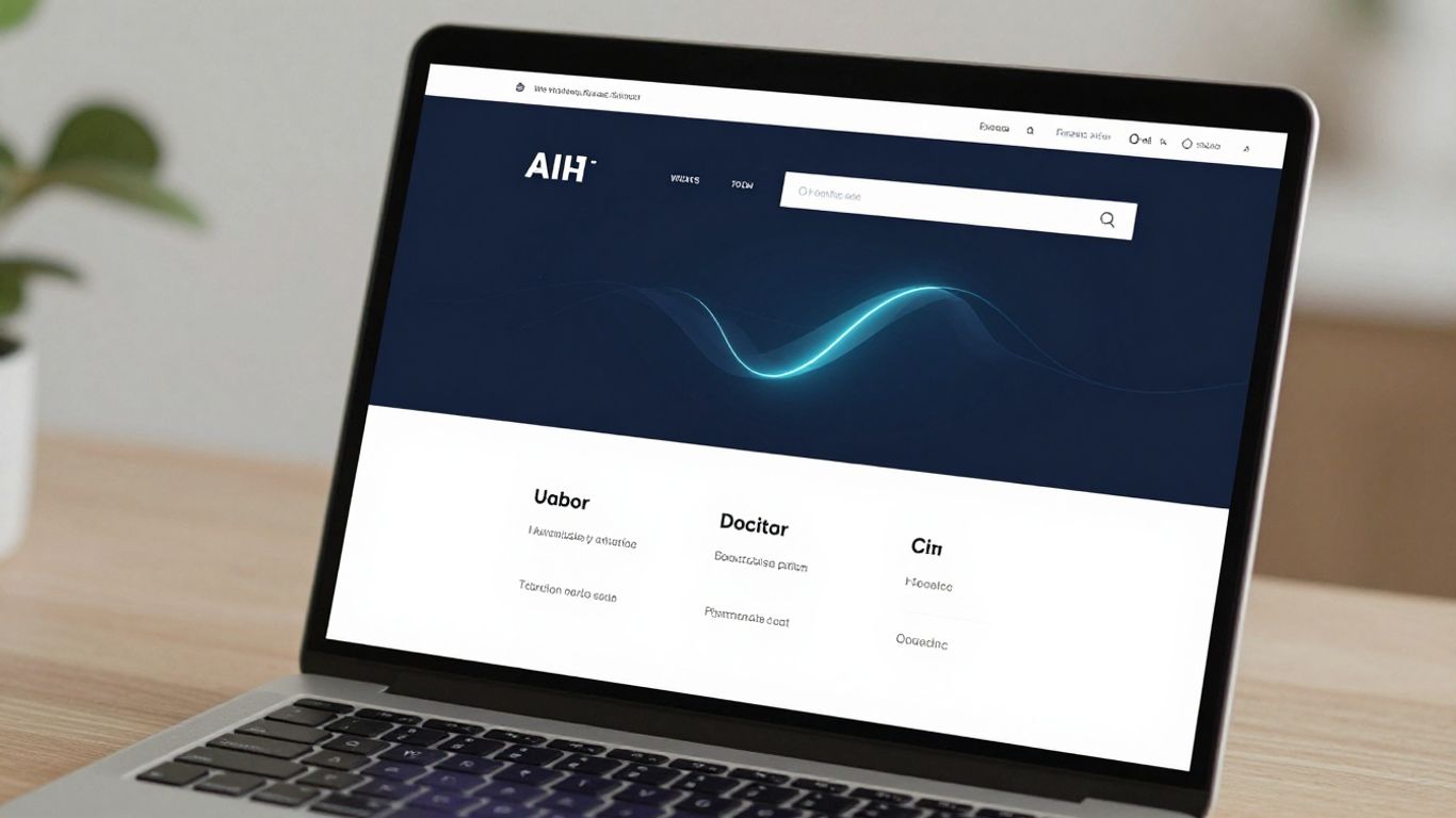 AI-powered website design on a laptop.