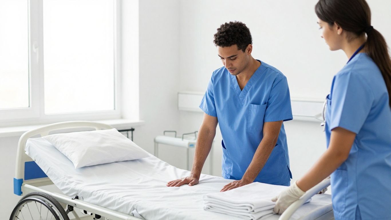 CNA student practicing patient care skills