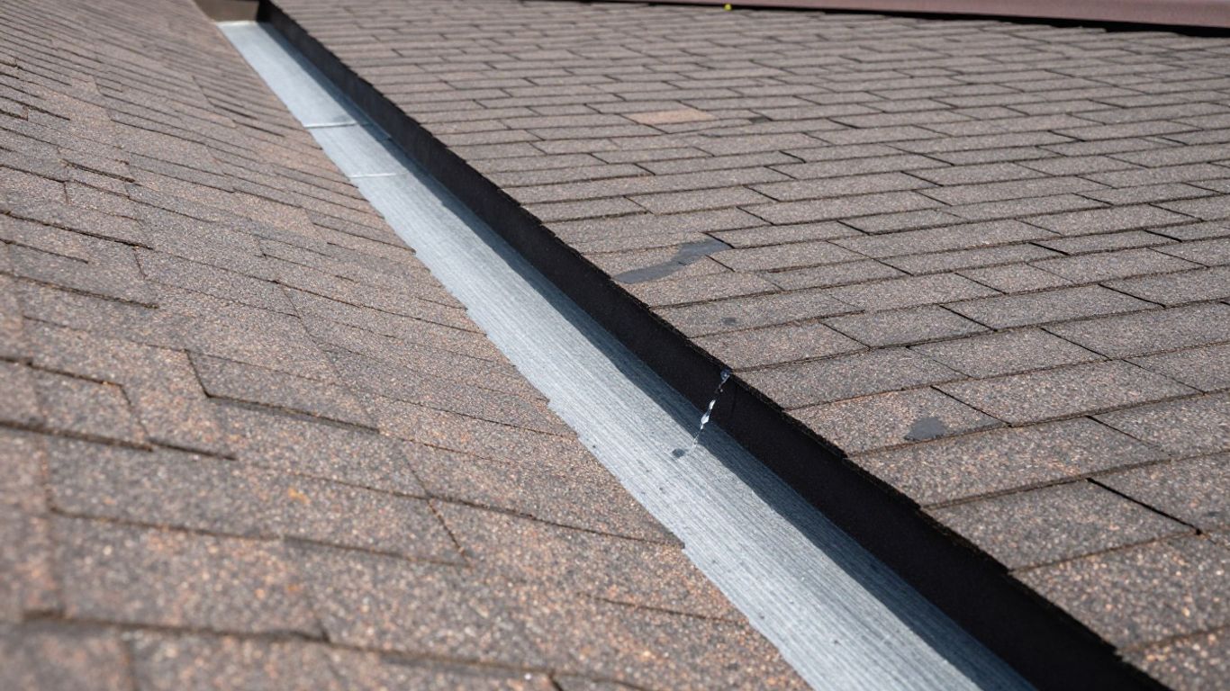 Close-up of a well-maintained roof valley.