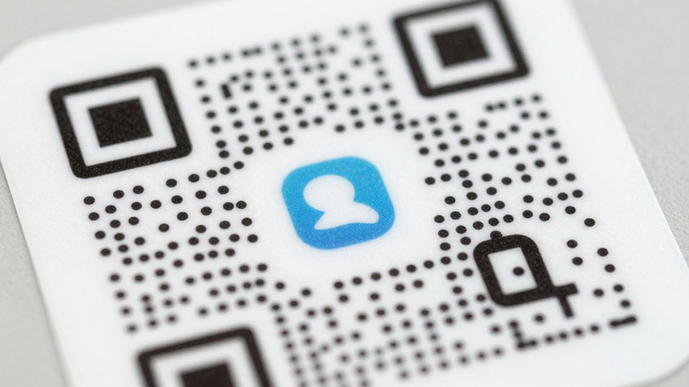 Branded QR code on a business sticker.