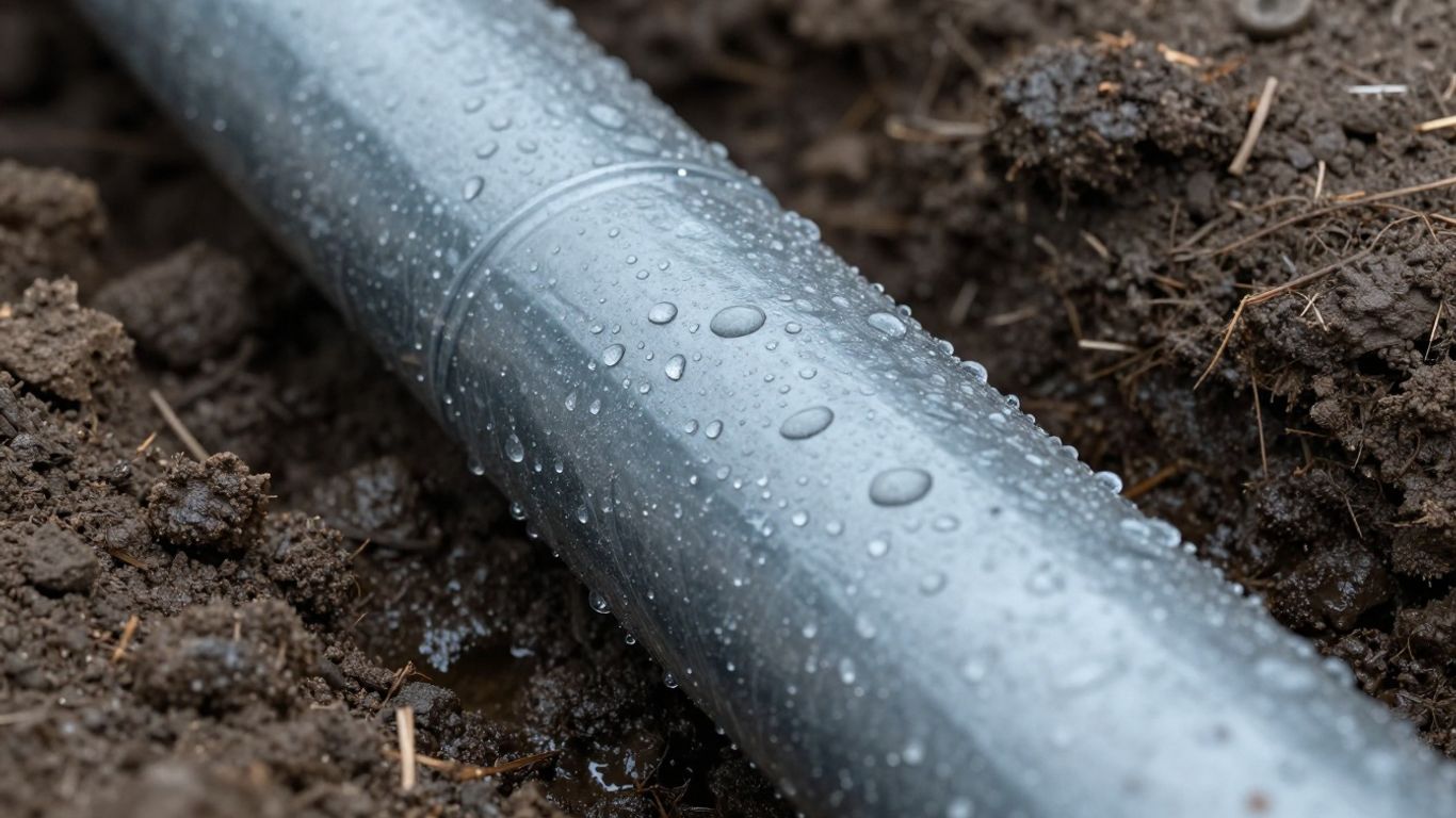 Well seal protecting pipe from heavy rainfall and saturated ground.