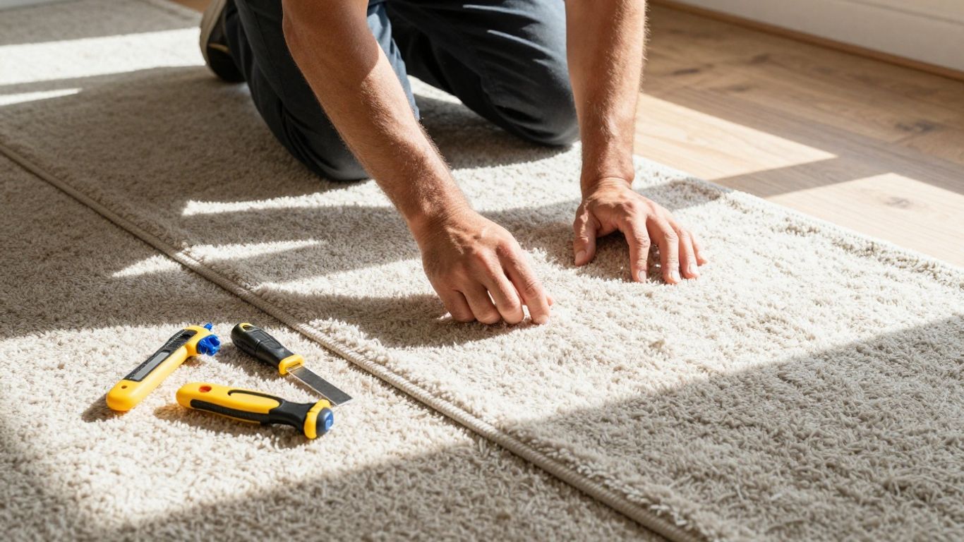 Carpet installation in progress in a Bristol home.