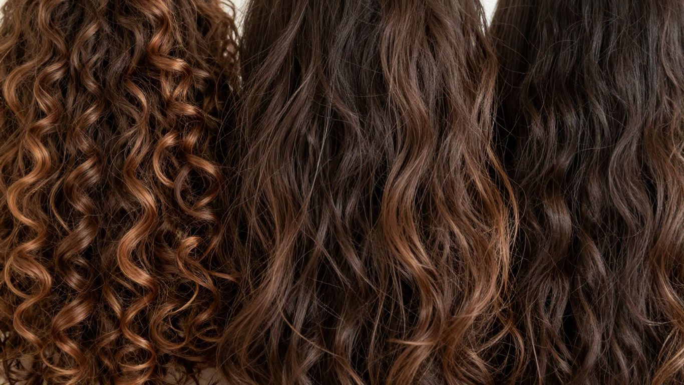 Diverse hair textures with natural shine and color.
