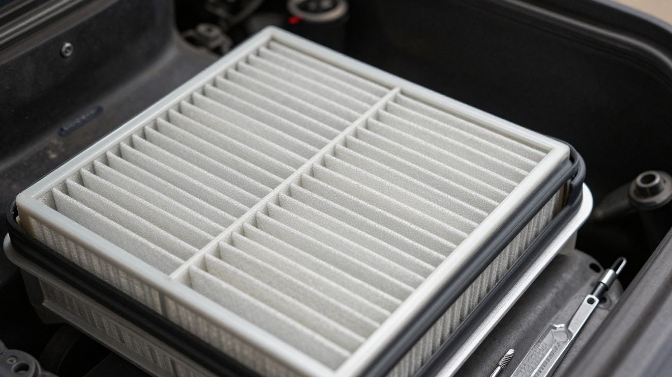 Close view of pleated automotive filter