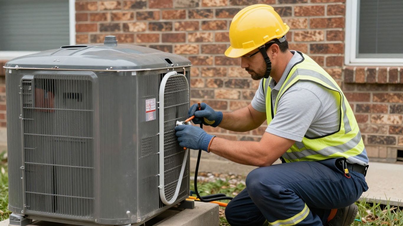 Professional technician installing cooling equipment