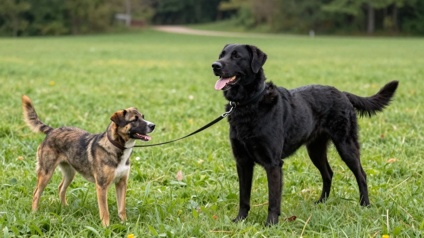 A professional trainer working closely with a focused dog outdoors