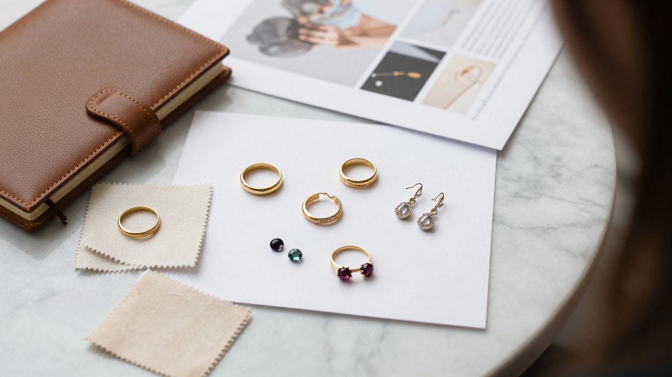 Elegant jewellery planning on a velvet tray