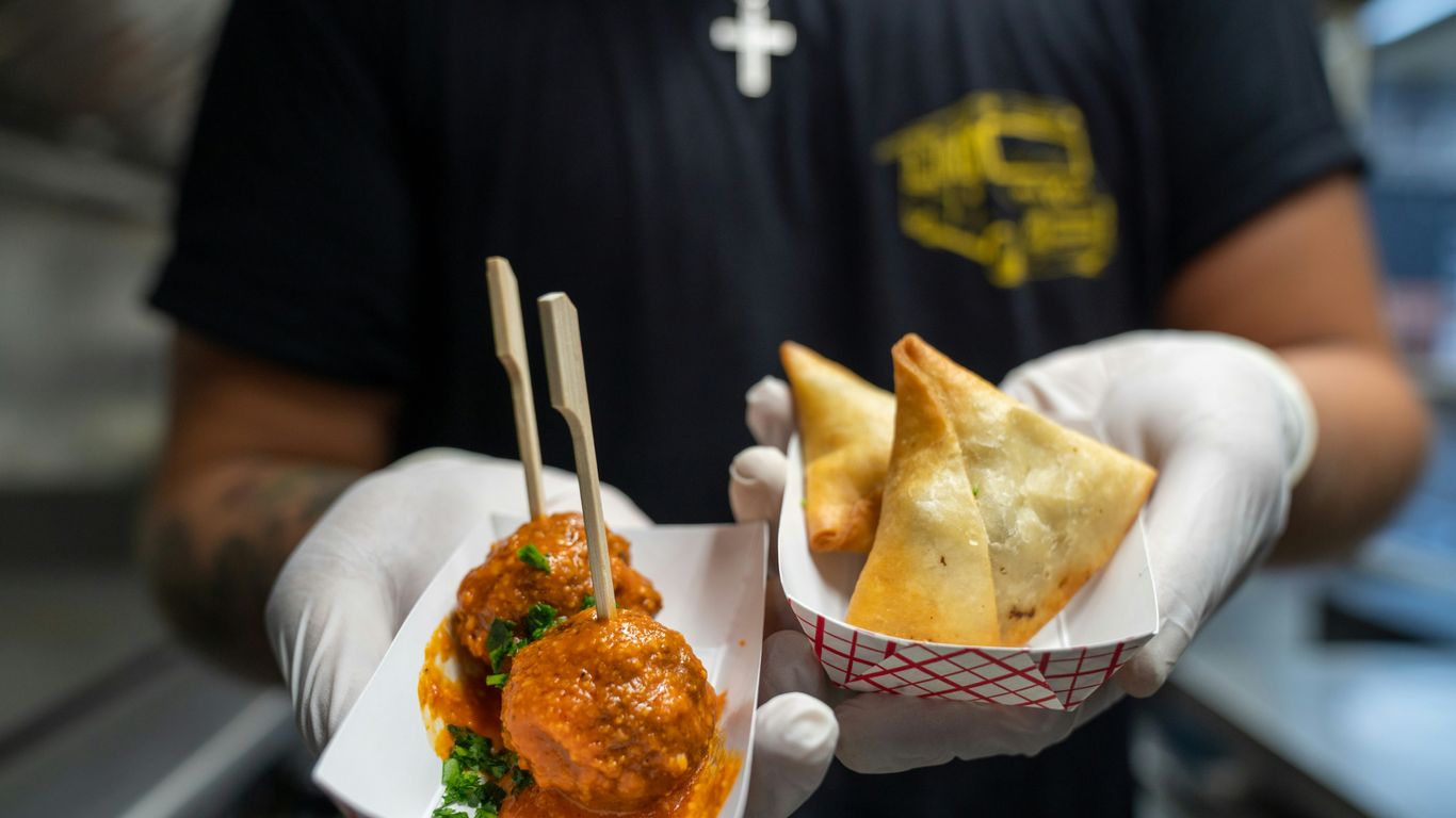A diverse spread of local Singaporean street food dishes